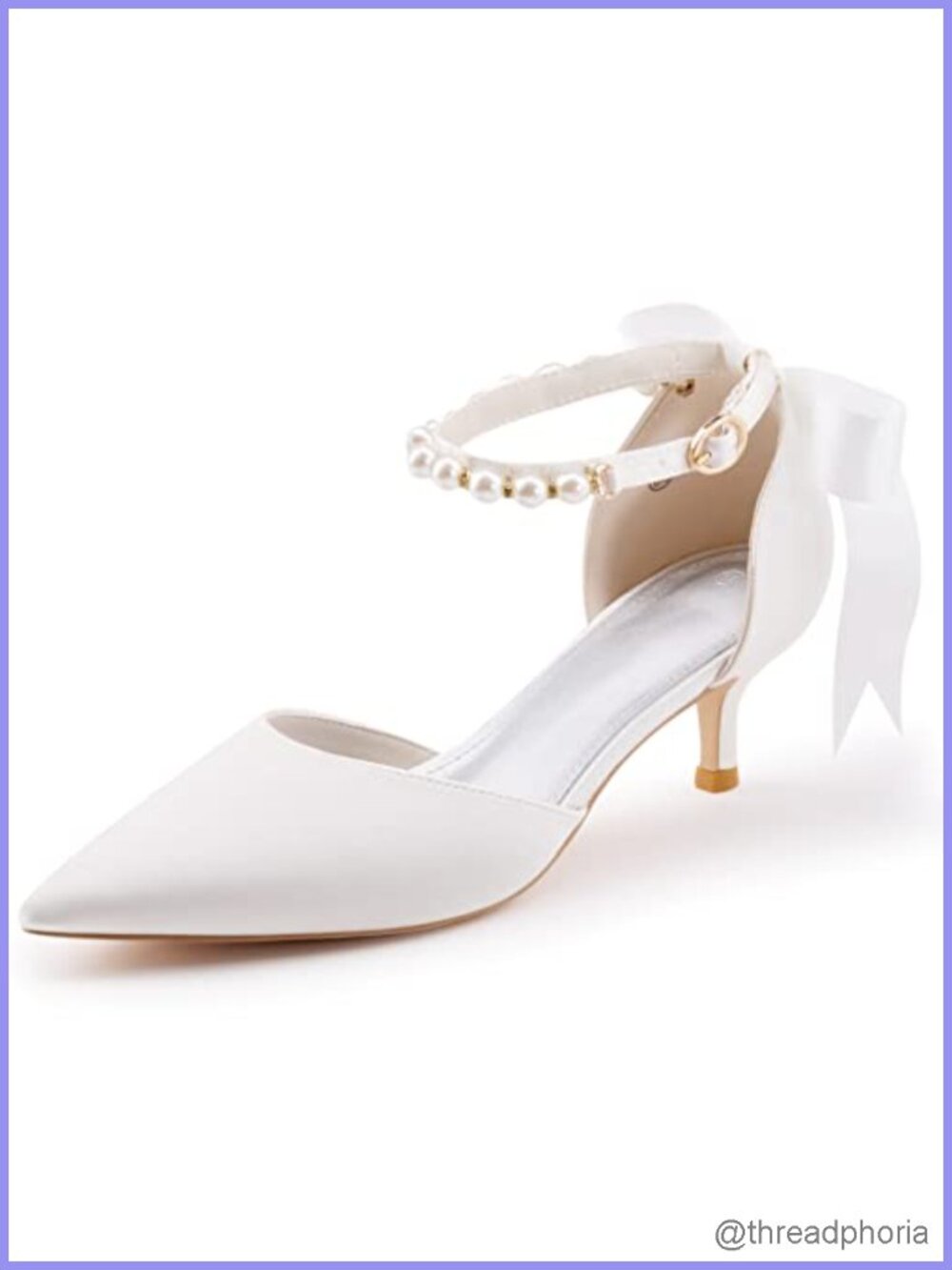 Women's Pearl Ankle Strap Low Kitten Heel D'Orsay Pumps Satin Bow Suede Shoes